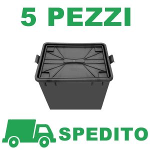 5 Pezzi Fusto tronco piramidale 40 L UN  nero OMOLOGATO UN con Spedizione